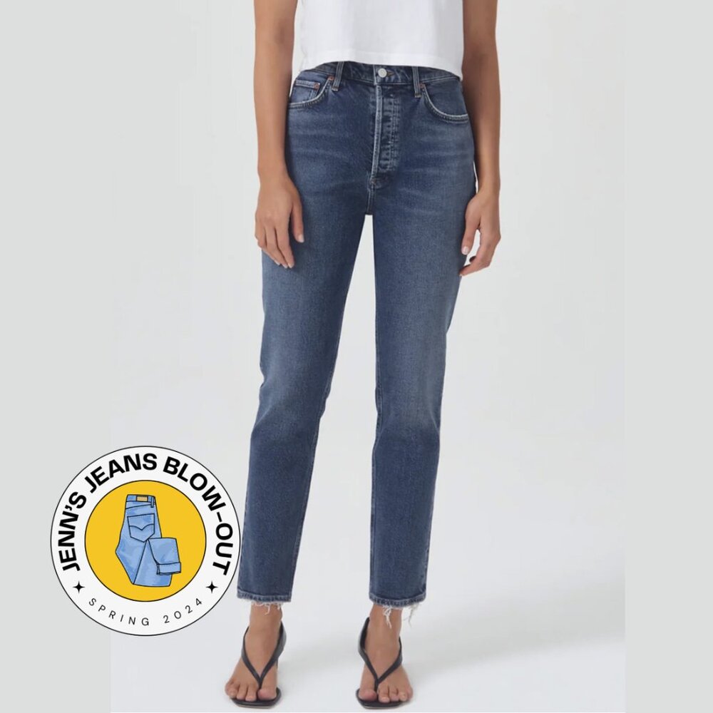 AGOLDE Riley High Rise Straight Long in Cypher